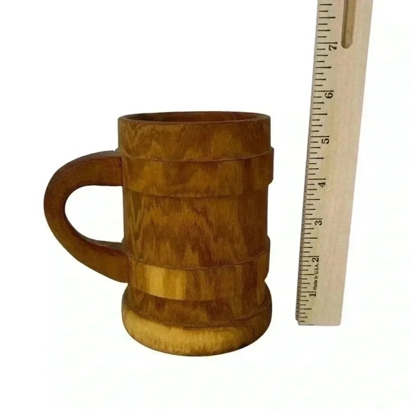 Vintage Hand Carved Wooden Mug Rustic Trinket Holder Pen Cup Knickknack Decor - Picture 11 of 11